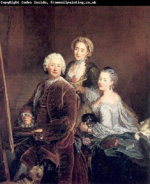 PESNE, Antoine The Artist at Work with his Two Daughters